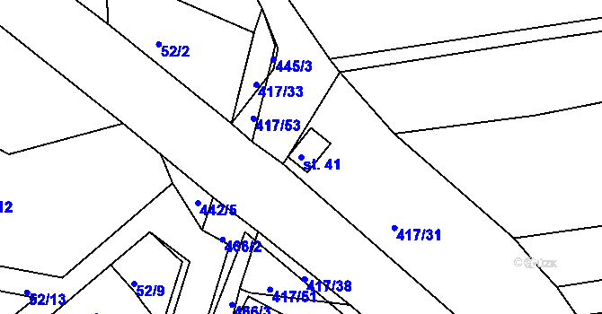 Parcela st. 41 v KÚ Kovářov u Bouzova, Katastrální mapa