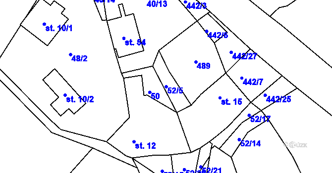 Parcela st. 52/5 v KÚ Kovářov u Bouzova, Katastrální mapa
