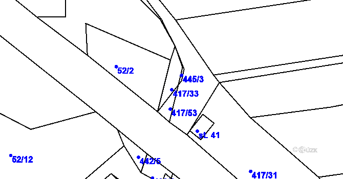 Parcela st. 417/33 v KÚ Kovářov u Bouzova, Katastrální mapa