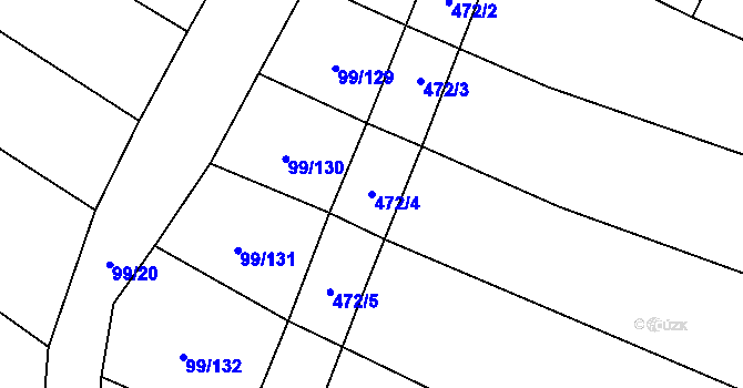 Parcela st. 472/4 v KÚ Kovářov u Bouzova, Katastrální mapa