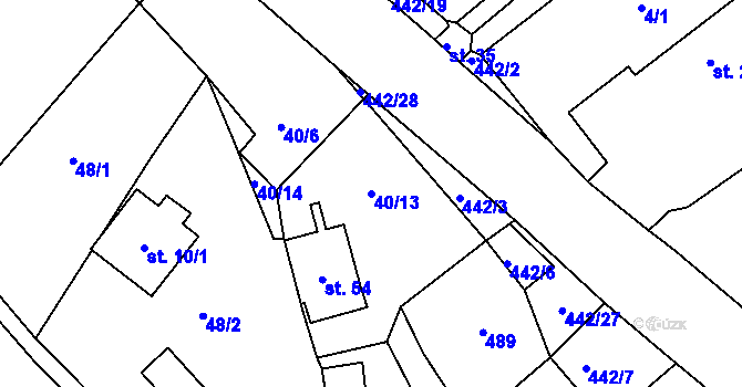 Parcela st. 40/13 v KÚ Kovářov u Bouzova, Katastrální mapa