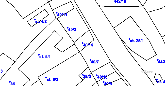 Parcela st. 40/15 v KÚ Kovářov u Bouzova, Katastrální mapa