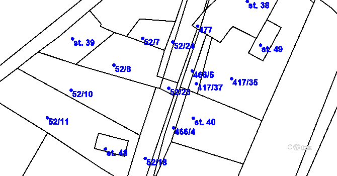 Parcela st. 52/25 v KÚ Kovářov u Bouzova, Katastrální mapa