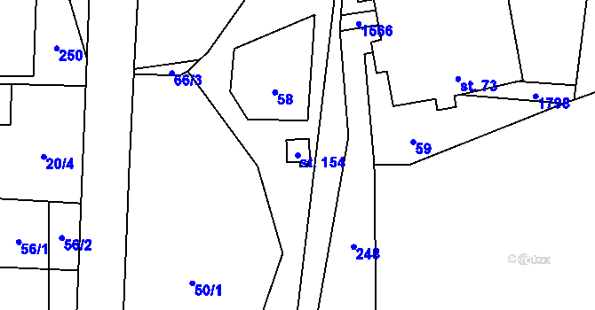 Parcela st. 154 v KÚ Kovářov u Potštátu, Katastrální mapa