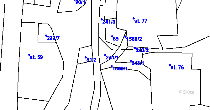 Parcela st. 241/1 v KÚ Kovářov u Potštátu, Katastrální mapa