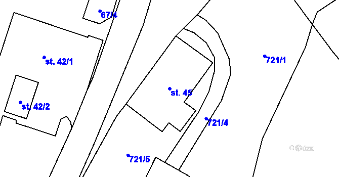 Parcela st. 45 v KÚ Kovářská, Katastrální mapa