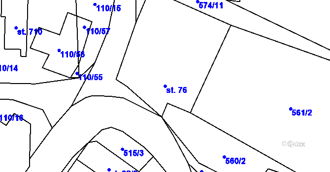 Parcela st. 76 v KÚ Kovářská, Katastrální mapa