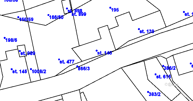 Parcela st. 140 v KÚ Kovářská, Katastrální mapa