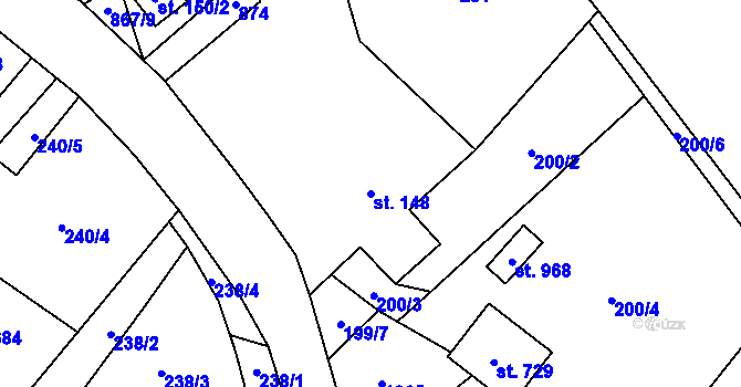 Parcela st. 148 v KÚ Kovářská, Katastrální mapa