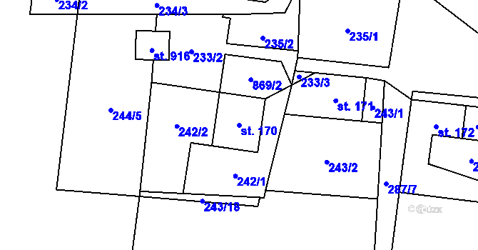 Parcela st. 170 v KÚ Kovářská, Katastrální mapa