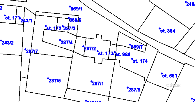 Parcela st. 173/1 v KÚ Kovářská, Katastrální mapa