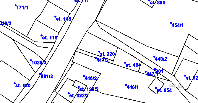Parcela st. 320 v KÚ Kovářská, Katastrální mapa