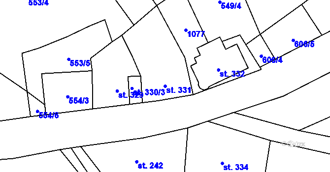 Parcela st. 331 v KÚ Kovářská, Katastrální mapa