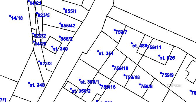 Parcela st. 351 v KÚ Kovářská, Katastrální mapa