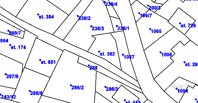 Parcela st. 382 v KÚ Kovářská, Katastrální mapa