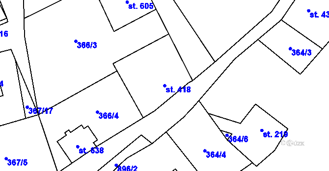 Parcela st. 418 v KÚ Kovářská, Katastrální mapa
