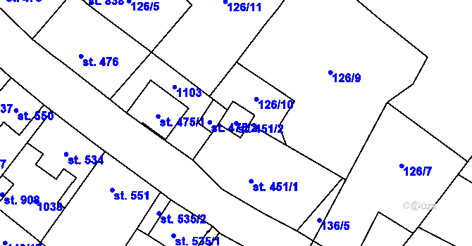Parcela st. 451/2 v KÚ Kovářská, Katastrální mapa