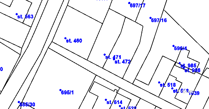 Parcela st. 471 v KÚ Kovářská, Katastrální mapa