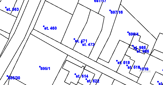 Parcela st. 472 v KÚ Kovářská, Katastrální mapa