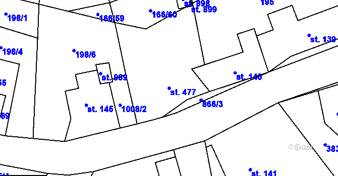 Parcela st. 477 v KÚ Kovářská, Katastrální mapa