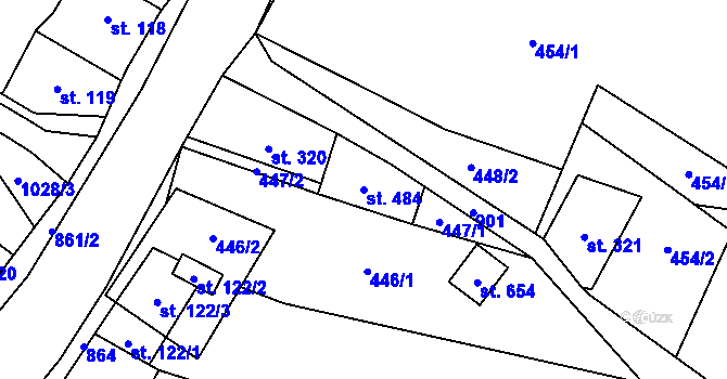 Parcela st. 484 v KÚ Kovářská, Katastrální mapa