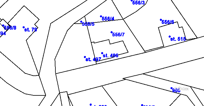Parcela st. 496 v KÚ Kovářská, Katastrální mapa