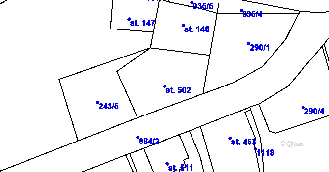 Parcela st. 502 v KÚ Kovářská, Katastrální mapa