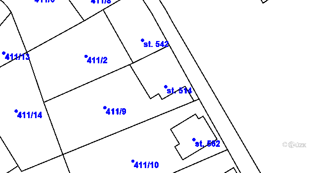Parcela st. 514 v KÚ Kovářská, Katastrální mapa