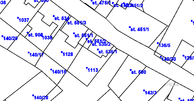 Parcela st. 535 v KÚ Kovářská, Katastrální mapa