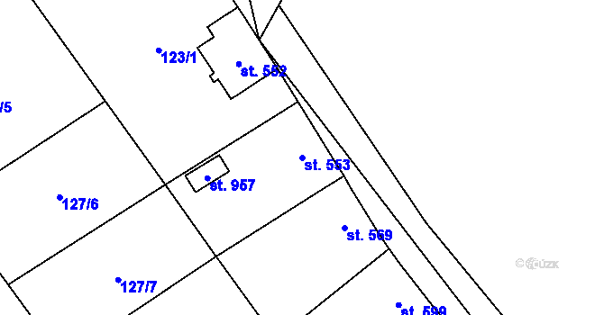Parcela st. 553 v KÚ Kovářská, Katastrální mapa