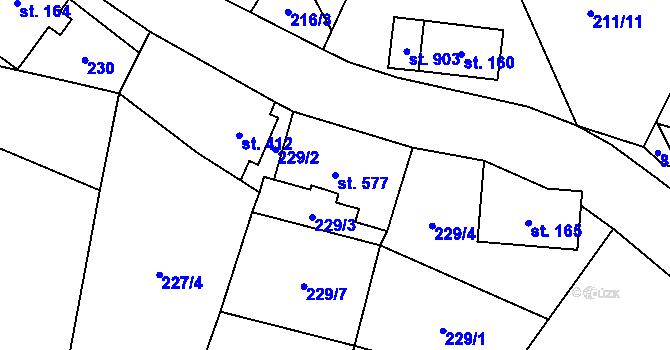 Parcela st. 577 v KÚ Kovářská, Katastrální mapa