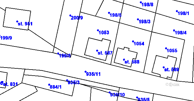 Parcela st. 587 v KÚ Kovářská, Katastrální mapa
