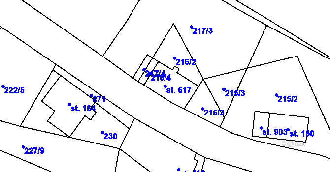Parcela st. 617 v KÚ Kovářská, Katastrální mapa