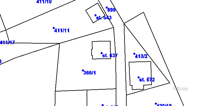 Parcela st. 637 v KÚ Kovářská, Katastrální mapa