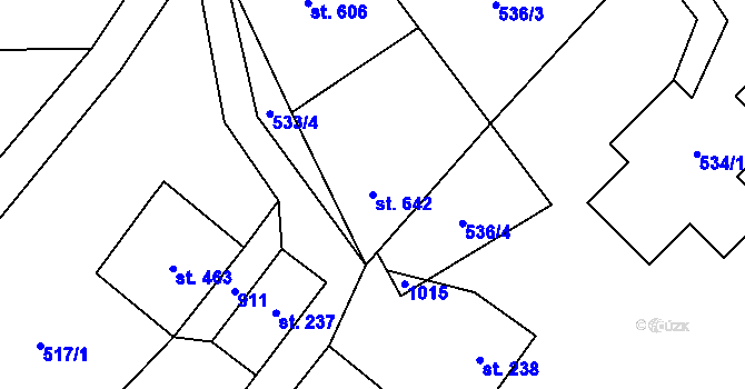 Parcela st. 642 v KÚ Kovářská, Katastrální mapa