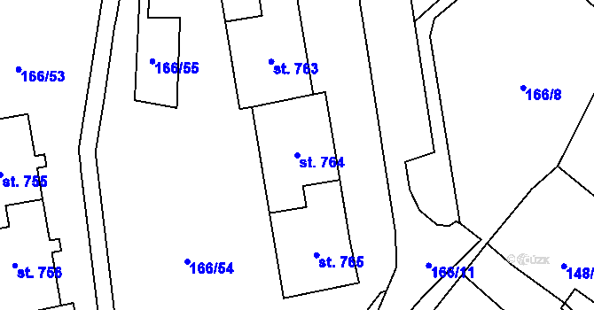 Parcela st. 764 v KÚ Kovářská, Katastrální mapa