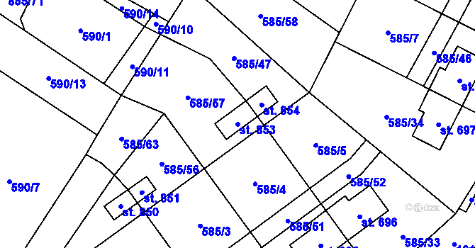 Parcela st. 853 v KÚ Kovářská, Katastrální mapa