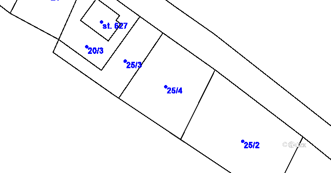 Parcela st. 25/4 v KÚ Kovářská, Katastrální mapa