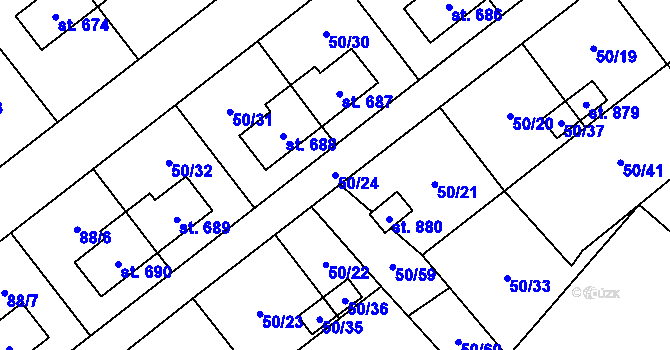 Parcela st. 50/24 v KÚ Kovářská, Katastrální mapa