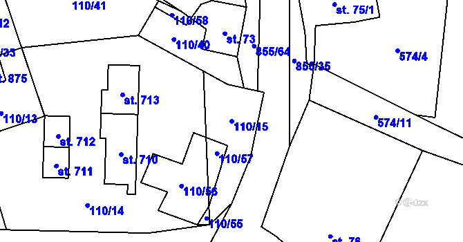 Parcela st. 110/15 v KÚ Kovářská, Katastrální mapa