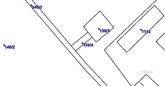 Parcela st. 135/4 v KÚ Kovářská, Katastrální mapa