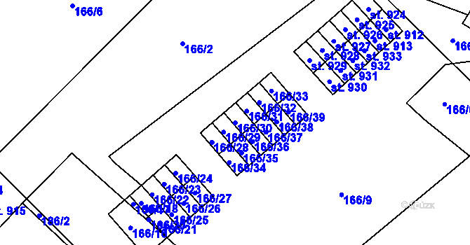 Parcela st. 166/30 v KÚ Kovářská, Katastrální mapa