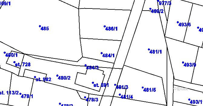 Parcela st. 484/1 v KÚ Kovářská, Katastrální mapa