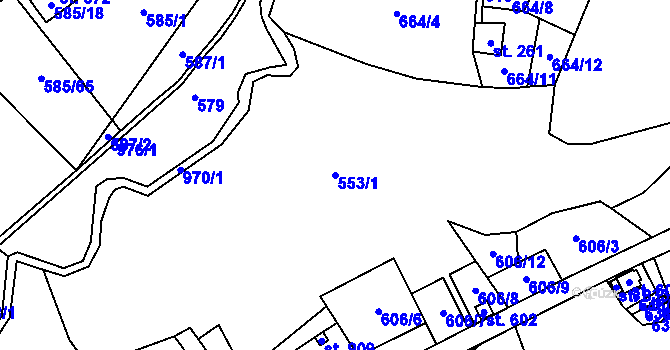 Parcela st. 553/1 v KÚ Kovářská, Katastrální mapa