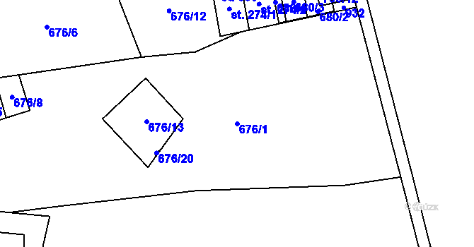Parcela st. 676/1 v KÚ Kovářská, Katastrální mapa