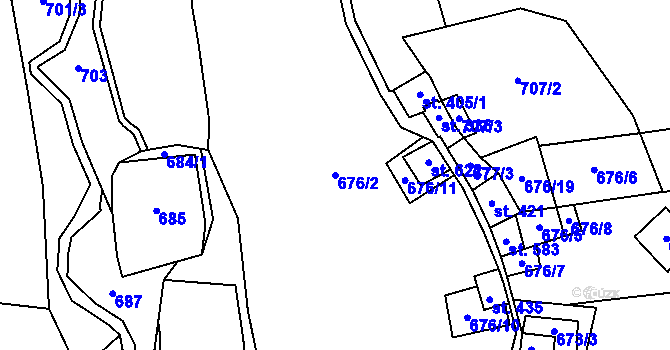 Parcela st. 676/2 v KÚ Kovářská, Katastrální mapa