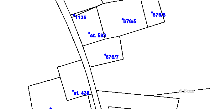 Parcela st. 676/7 v KÚ Kovářská, Katastrální mapa