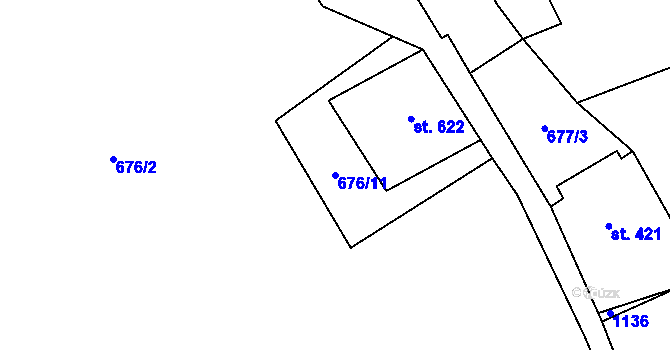 Parcela st. 676/11 v KÚ Kovářská, Katastrální mapa