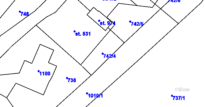 Parcela st. 742/4 v KÚ Kovářská, Katastrální mapa