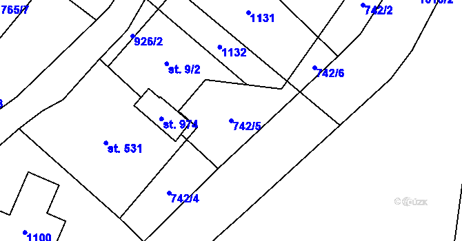 Parcela st. 742/5 v KÚ Kovářská, Katastrální mapa